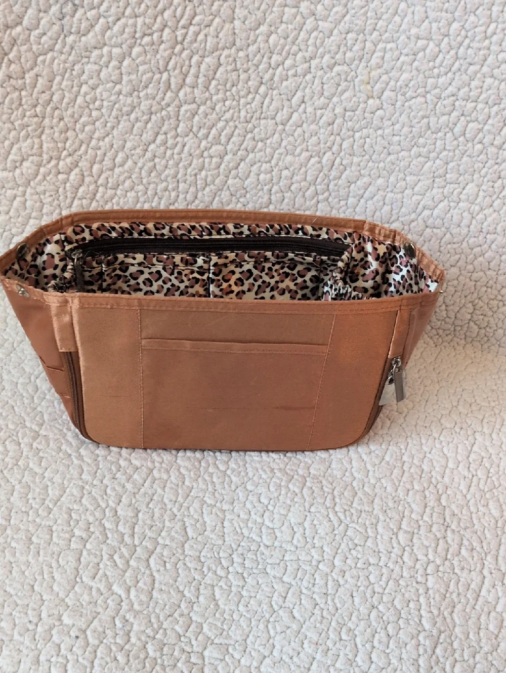 Mod Lily Metallic Bronze Leopard Print Large Makeup Bag Pop Art Retro Maximalist